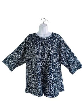Chico’s Weekend Chevron Print 3/4 Sleeve Top Size L/12